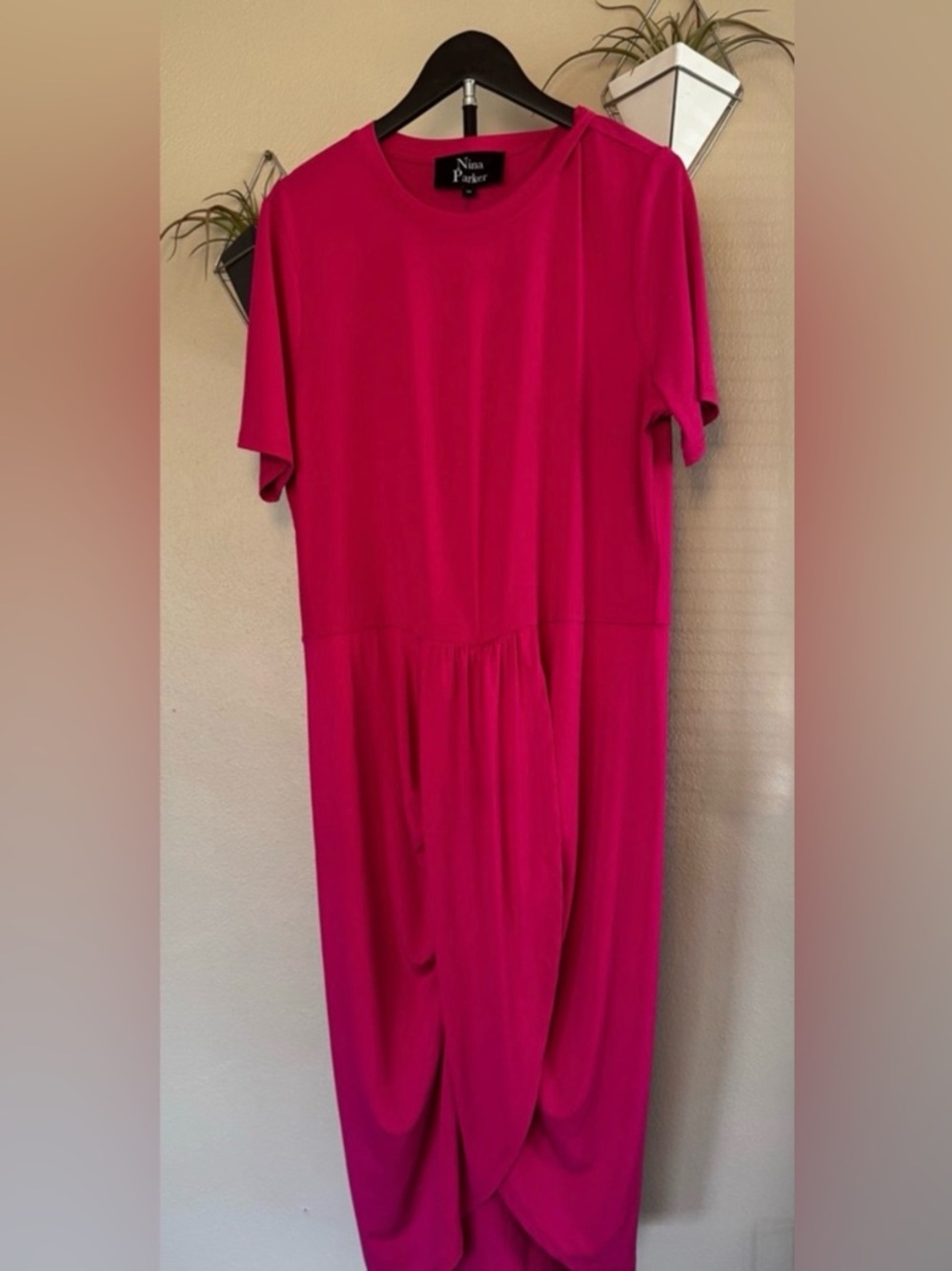 Parker Asymmetric Dress in Bright Magenta - Picture 4 of 4